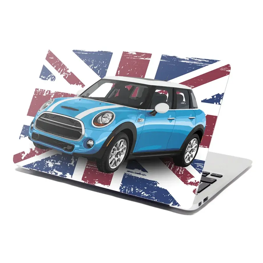 Samolepka na notebook Mini sedan Britská vlajka - 29x20 cm