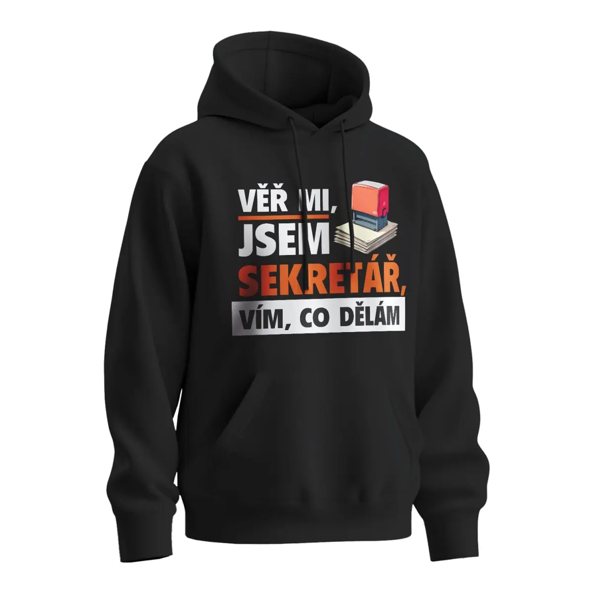 Mikina s potiskem Věř mi, jsem sekretář - černá