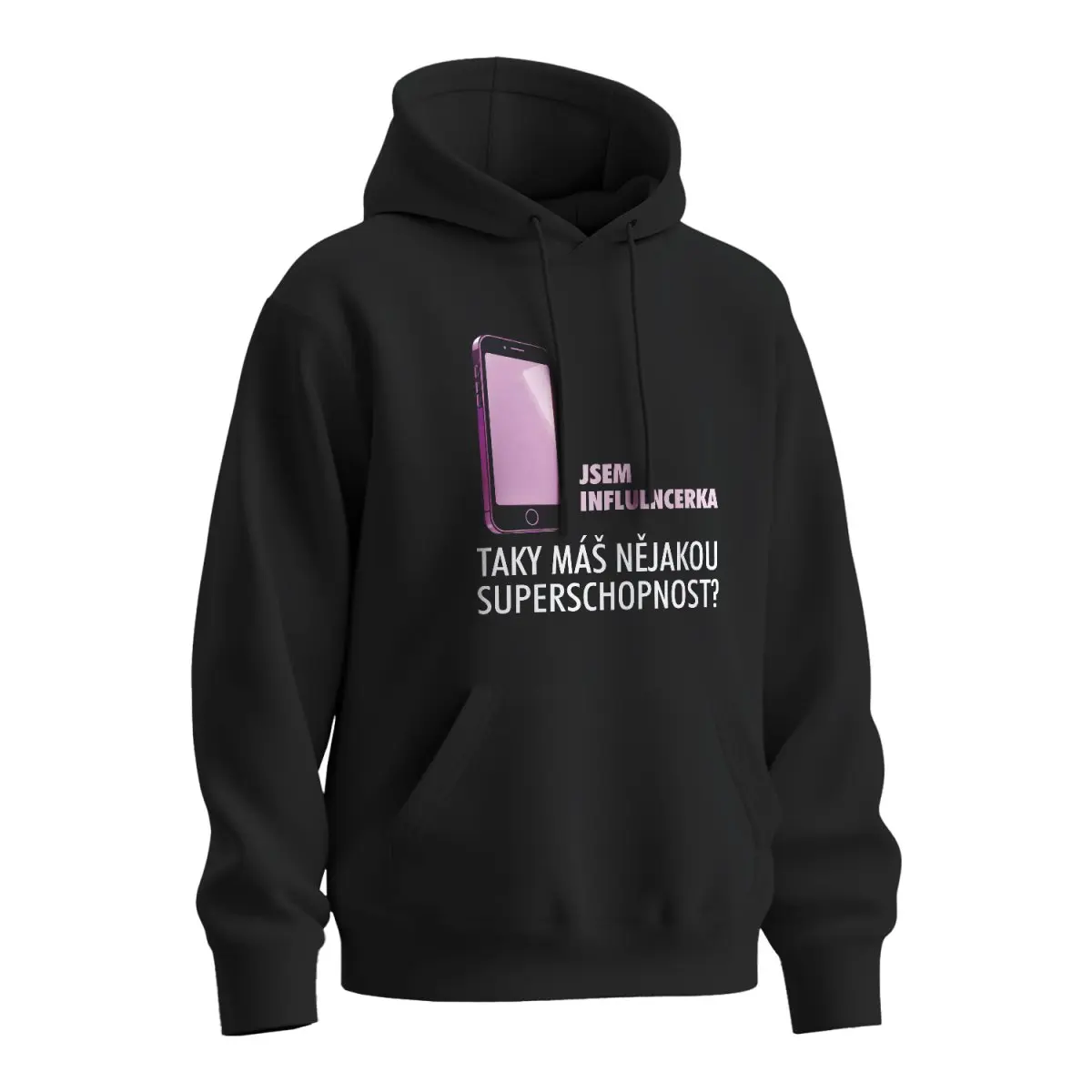 Mikina s potiskem Jsem influencerka, taky máš nějakou superschopnost? - černá 4XL