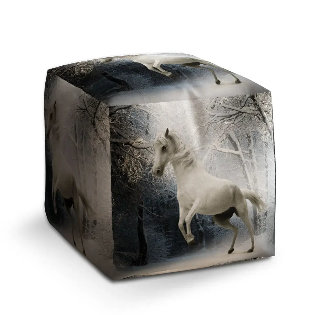 Taburet Cube Bílý kůň - 60x60x60 cm