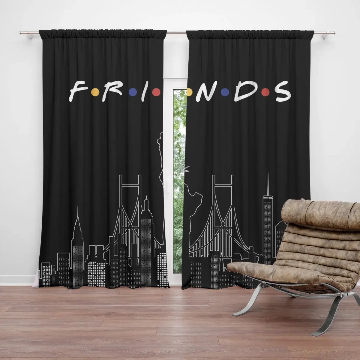 Závěs Seriál Přátelé FRIENDS Obrysy: 2ks 140x250cm