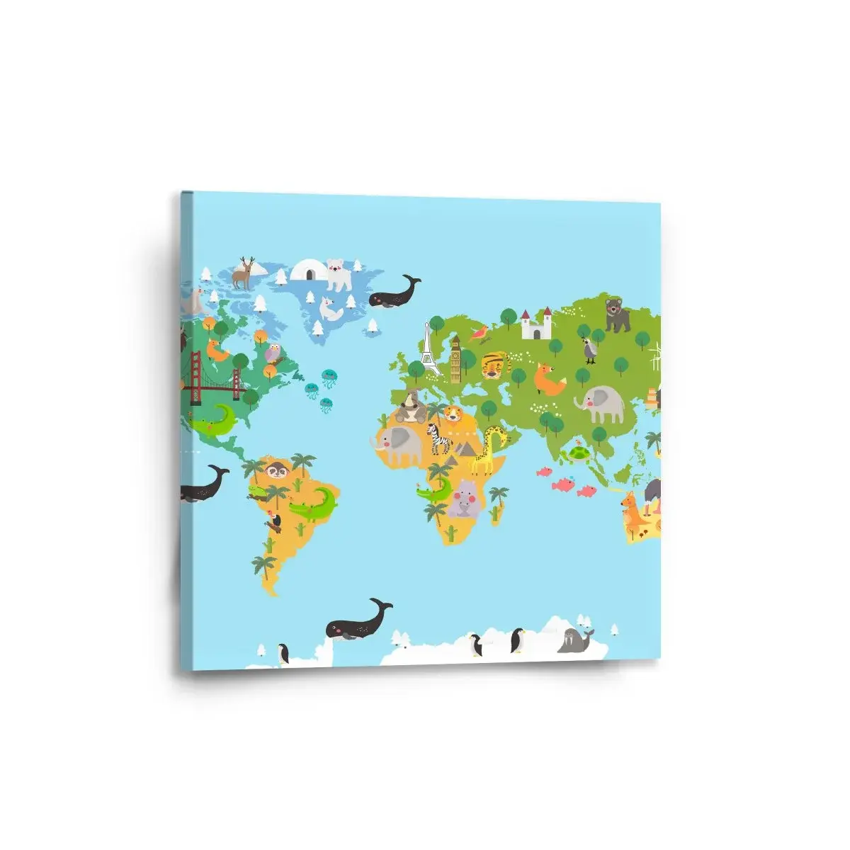 Obraz Zvířecí mapa světa - 50x50 cm