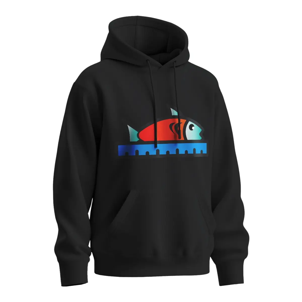 Mikina s potiskem Ryba s metrem - černá