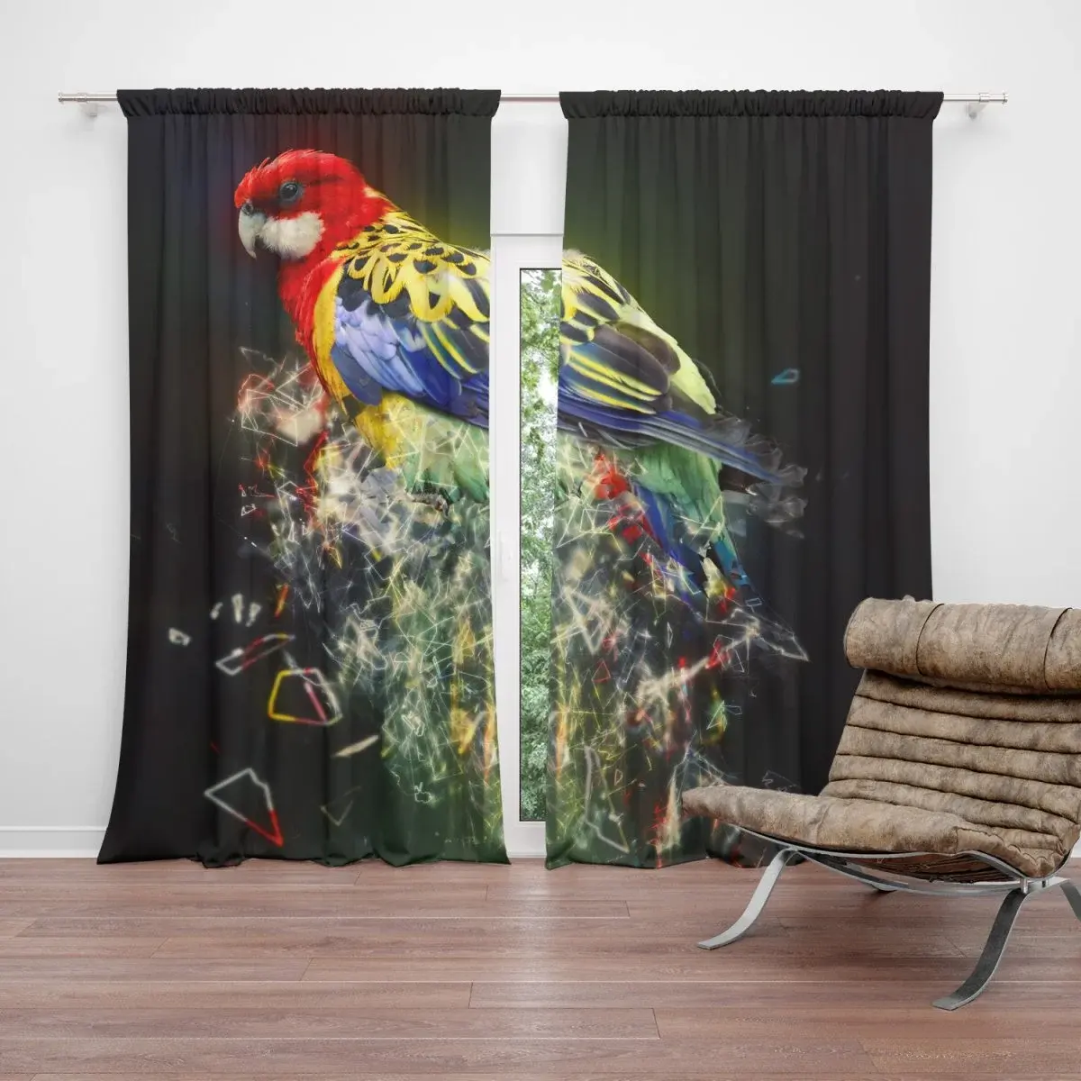 Závěs Barevný papoušek: 2ks 140x250cm