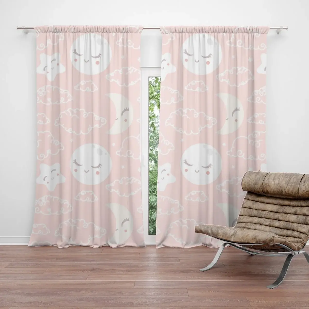 Závěs Mráčky a měsíc: 2ks 140x250cm
