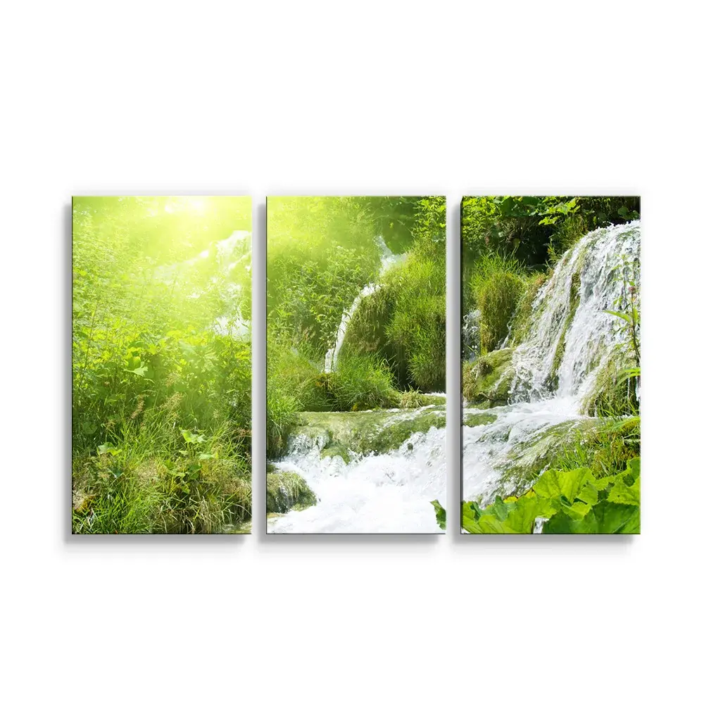 Obraz - 3-dílný Kaskádovitý vodopád - 120x80 cm