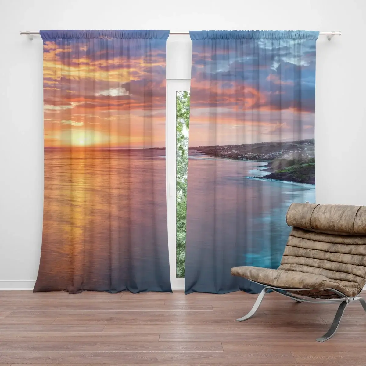 Závěs Západ slunce nad mořem: 2ks 140x250cm