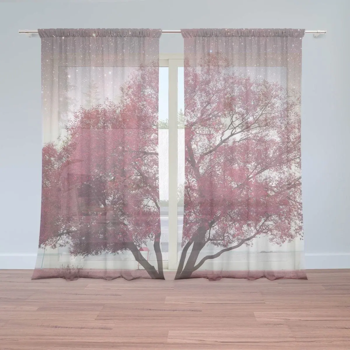 Záclony Červený strom: 2ks 150x250cm