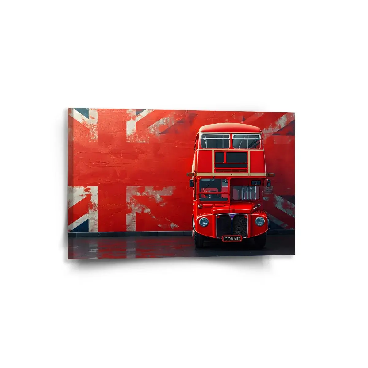 Obraz Červený patrový autobus Vlajka - 60x40 cm
