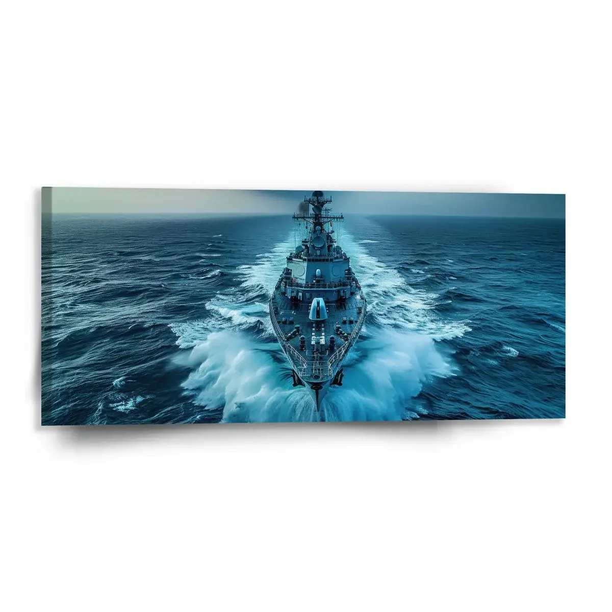 Obraz Válečná loď prorážející oceán - 110x50 cm