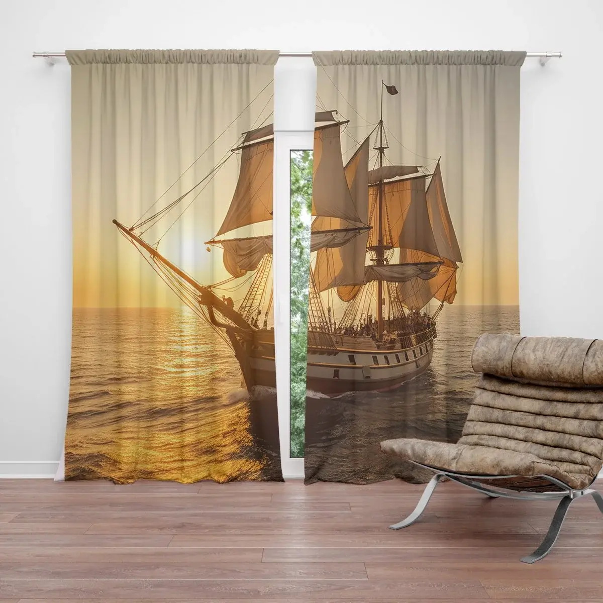 Závěs Plachetnice na klidném moři 2: 2ks 140x250cm