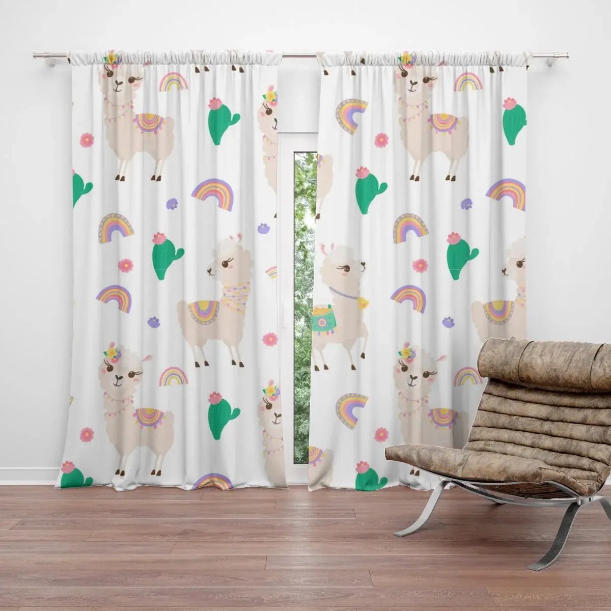 Závěs Roztomilé lamy: 2ks 140x250cm