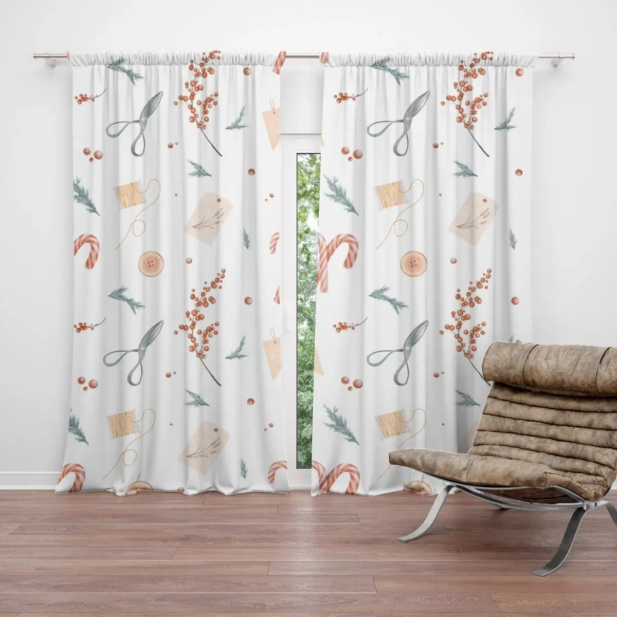 Vánoční závěs Sváteční dílna: 2ks 140x250cm