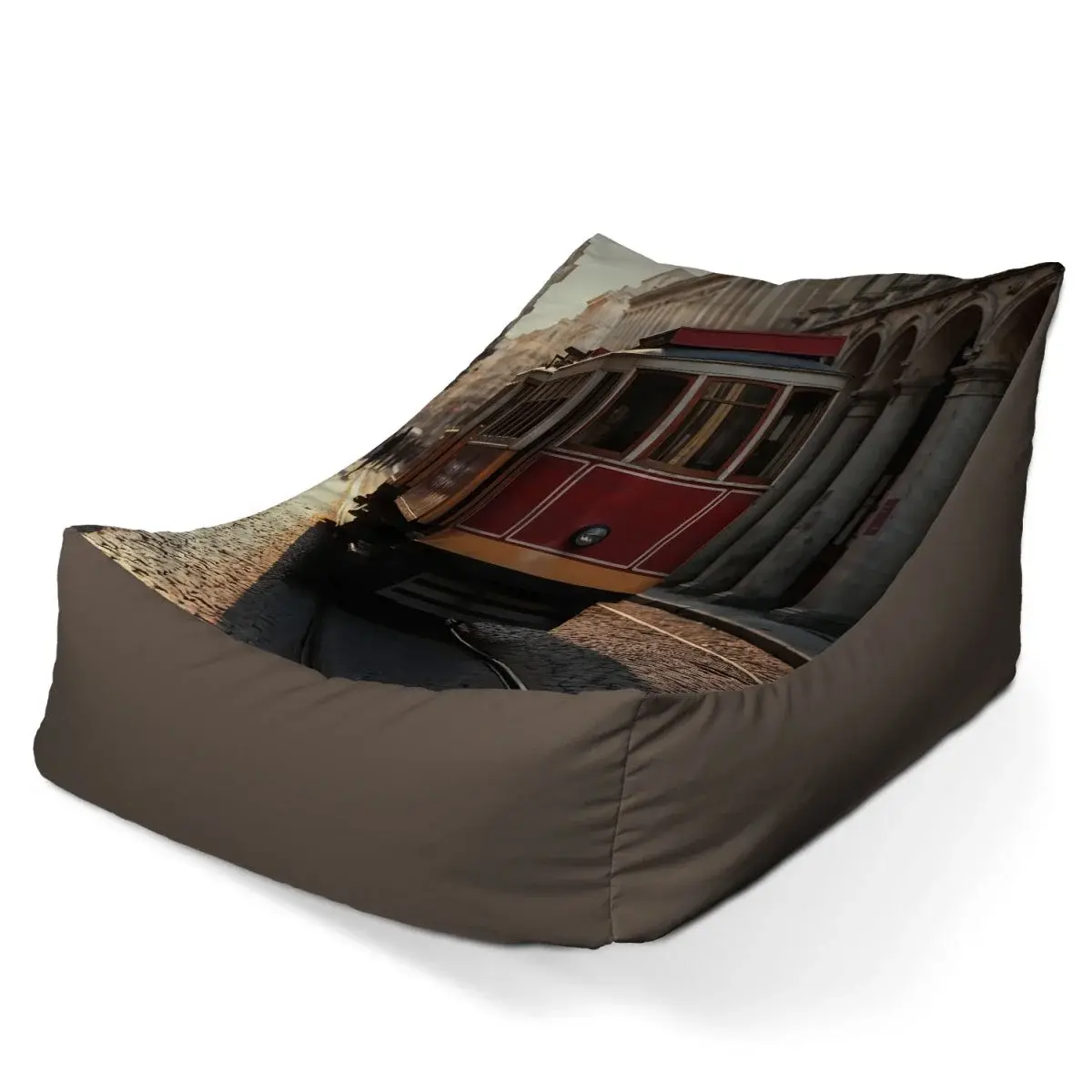 Sedací vak Lounge Historická červená tramvaj - 80 x 95 x 50 cm
