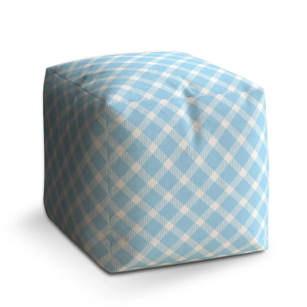 Taburet Cube Modrobílé čtverce - 50x50x50 cm