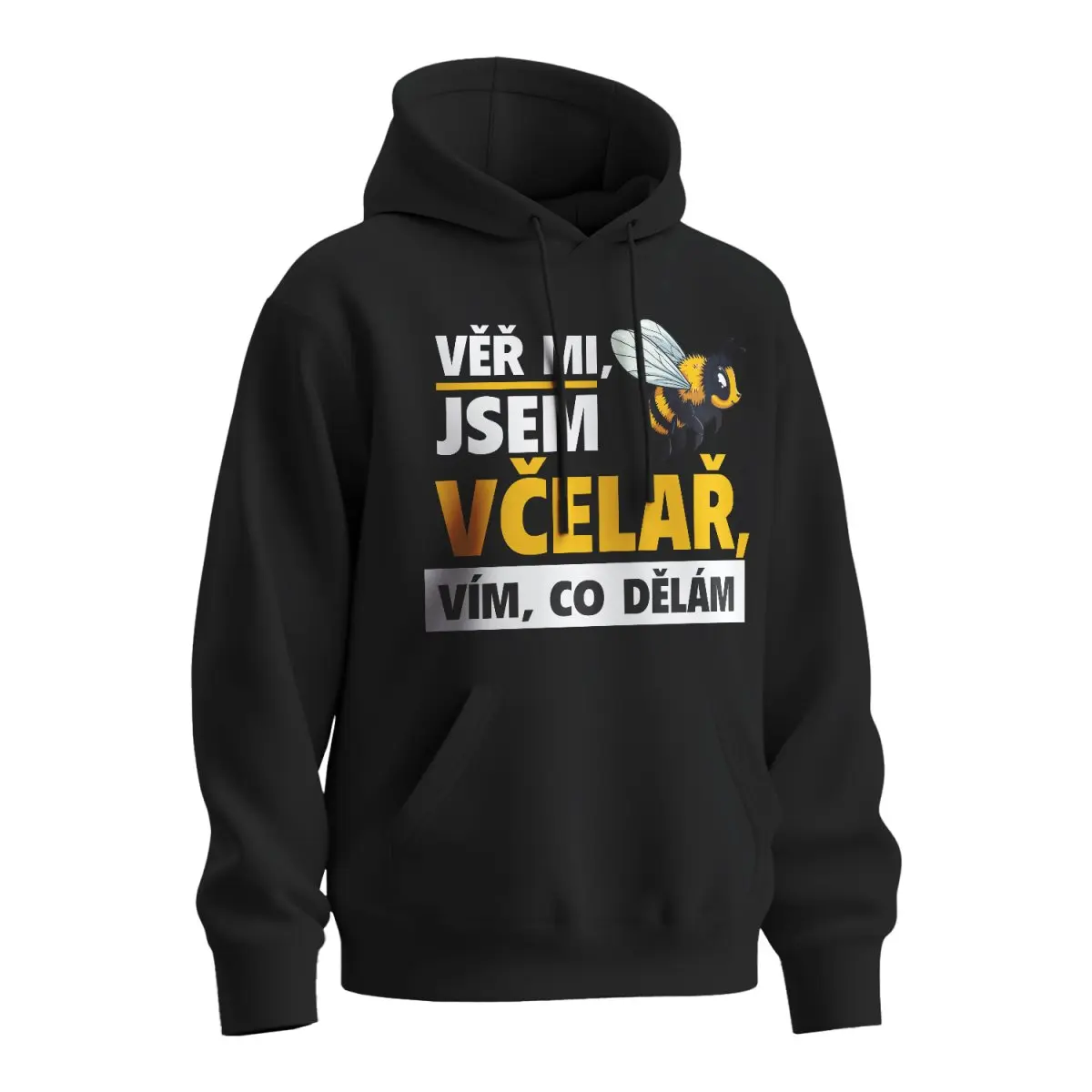 Mikina s potiskem Věř mi, jsem včelař - černá L