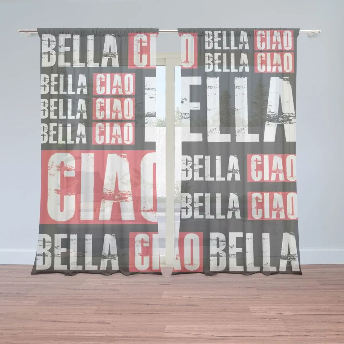 Záclony La Casa de Papel Professor or Bella Ciao motiv 2: 2ks 150x250cm