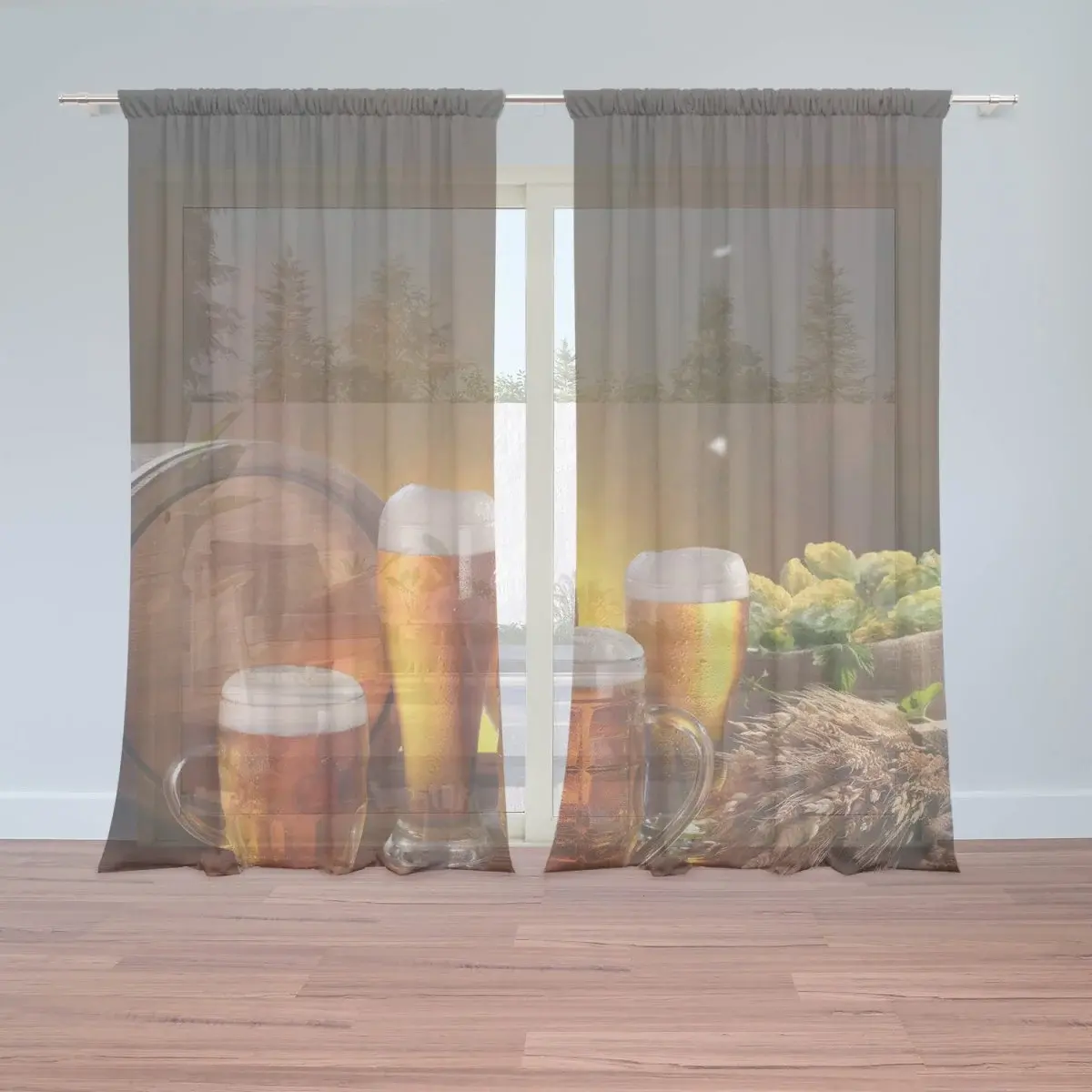Záclony Sklenice s pivem: 2ks 150x250cm
