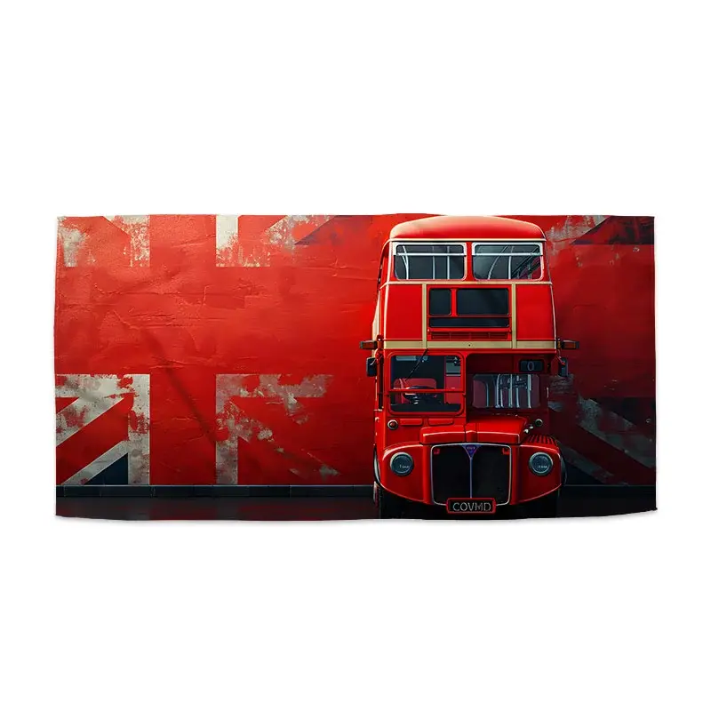 Ručník Červený patrový autobus Vlajka - 50x100 cm