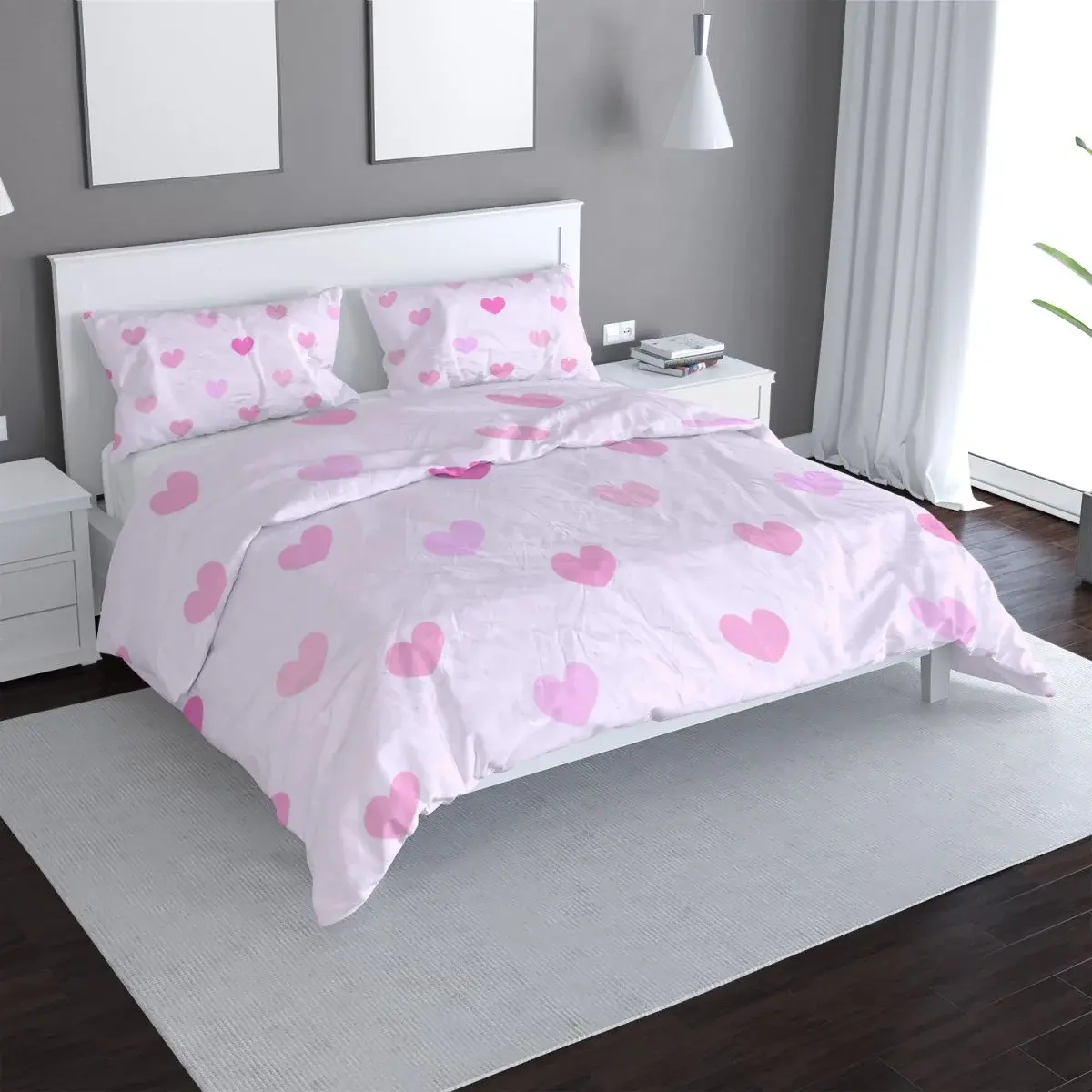 Povlečení Růžové srdce - 140x220 / 90x70