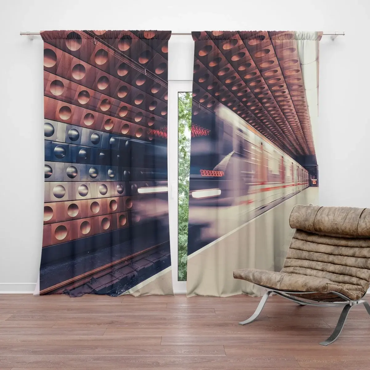 Závěs Metro v barevné stanici: 2ks 140x250cm