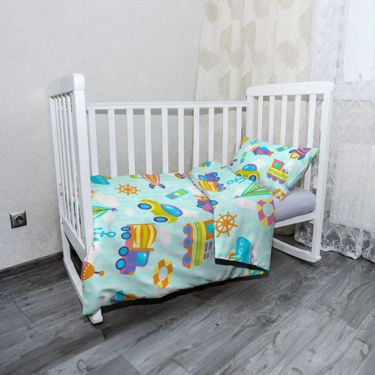 Mikroplyšové dětské povlečení do postýlky Autíčka - 120x90 / 40x60
