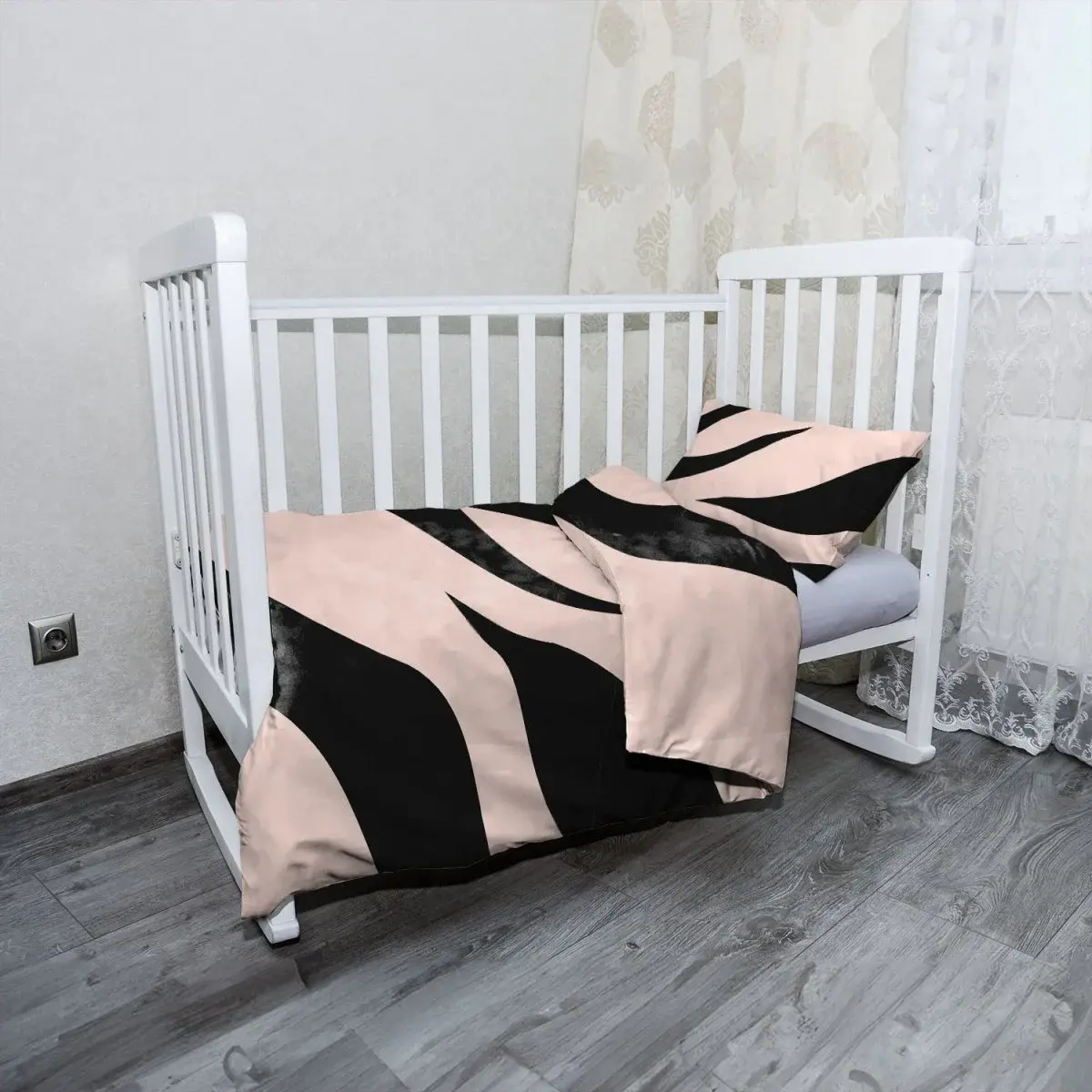 Mikroplyšové dětské povlečení do postýlky Růžový vzor zebry - 130x90 / 40x60