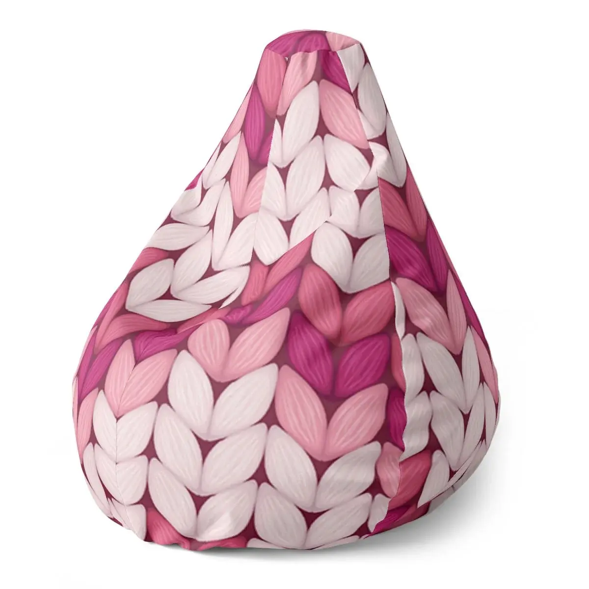 Sedací vak Pear Tříbarevné růžové pletení - 70 x 95 x 15 cm