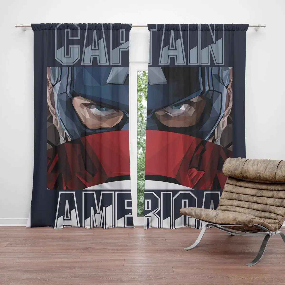 Závěs Kapitán Amerika pohled přes štít: 2ks 140x250cm