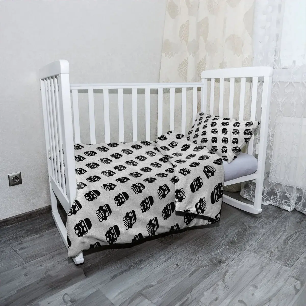 Mikroplyšové dětské povlečení do postýlky Star Wars Stormtrooper Pattern šikmý