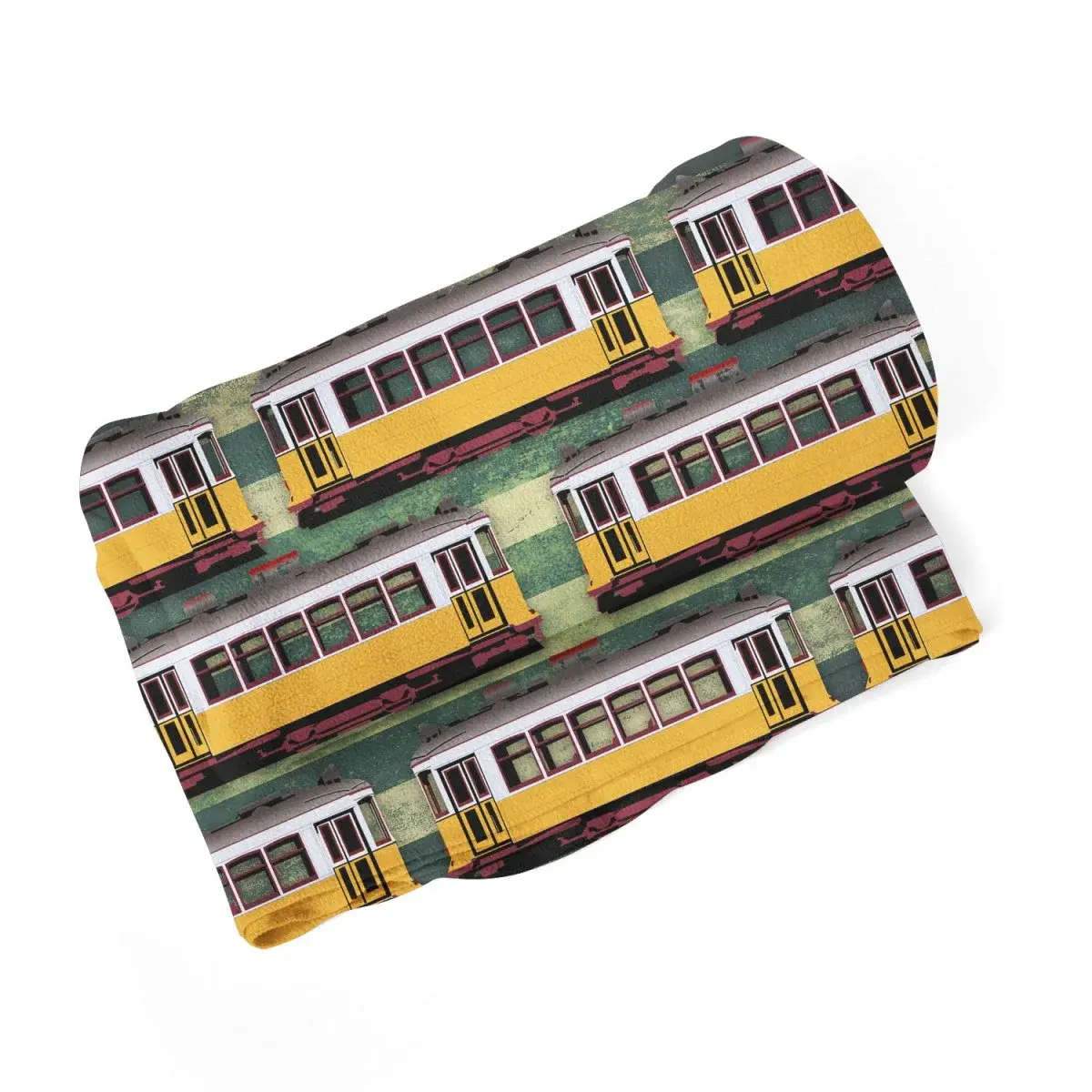 Deka Lisabonské historické tramvaje Zelený Pattern - 150x120 cm