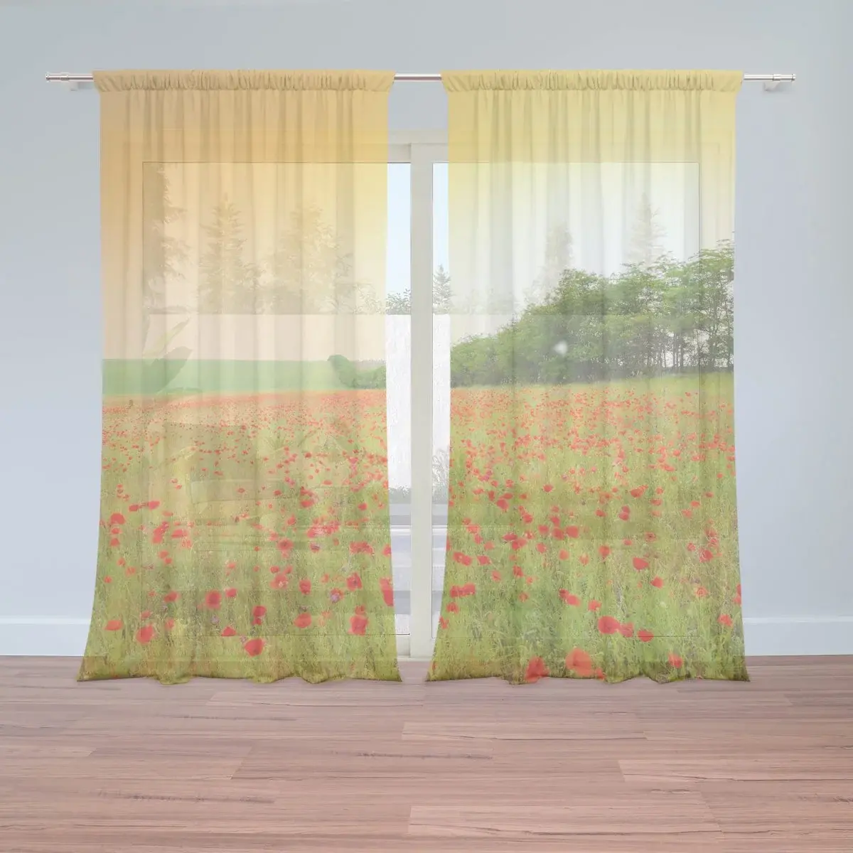 Záclony Pole vlčích máků: 2ks 150x250cm