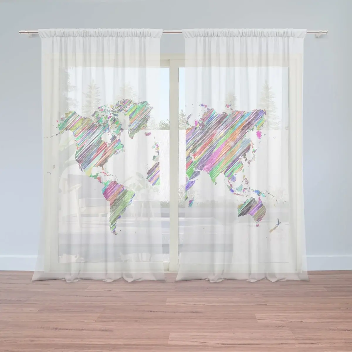 Záclony Barevné světadíly: 2ks 150x250cm