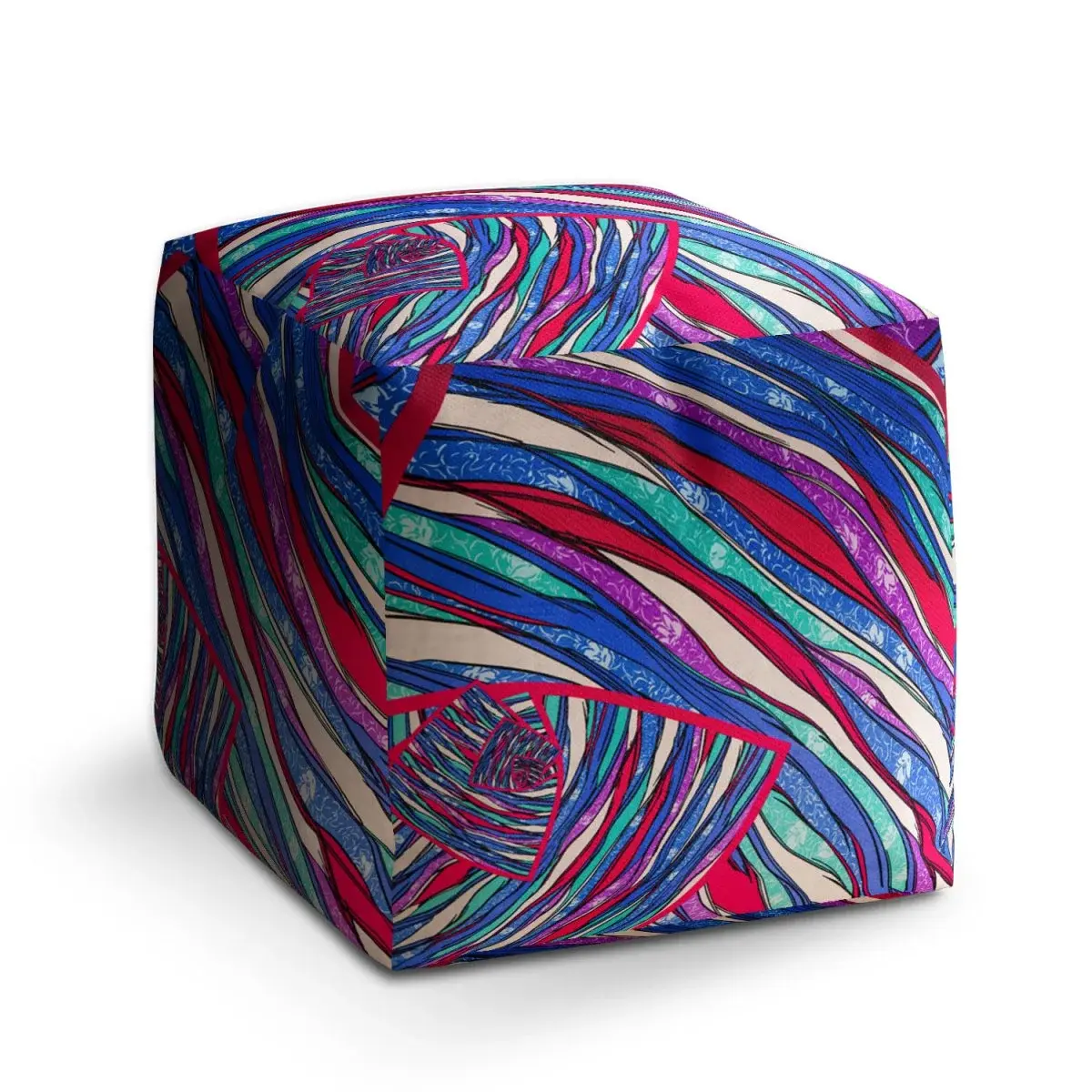 Taburet Cube Pruhovaný motiv 2 - 60x60x60 cm