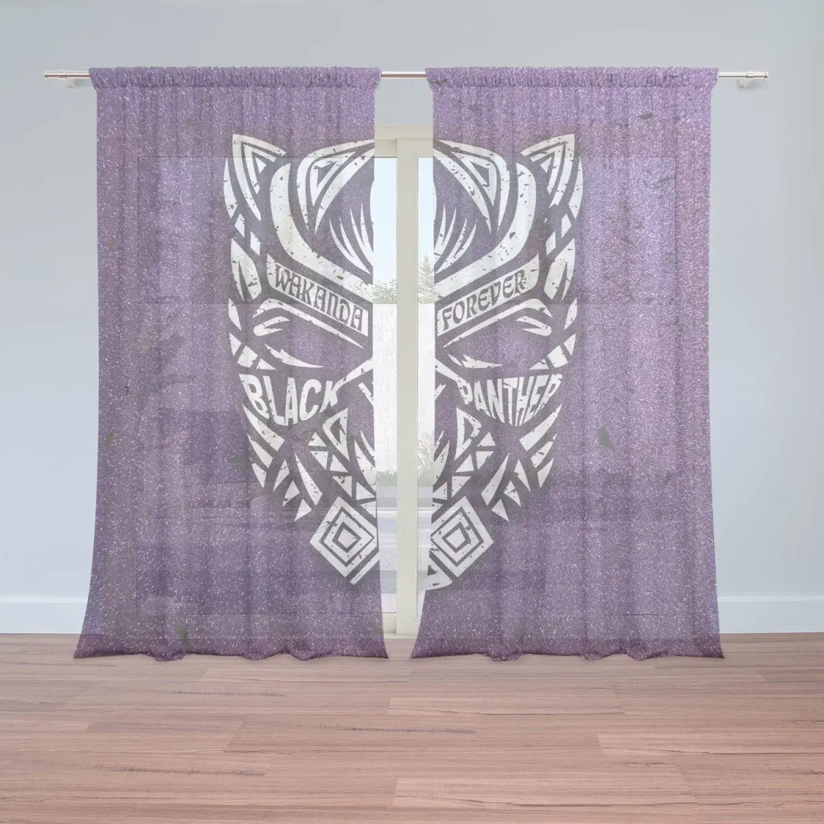 Záclony BLACK PANTHER wakanda forever Bílý: 2ks 150x250cm