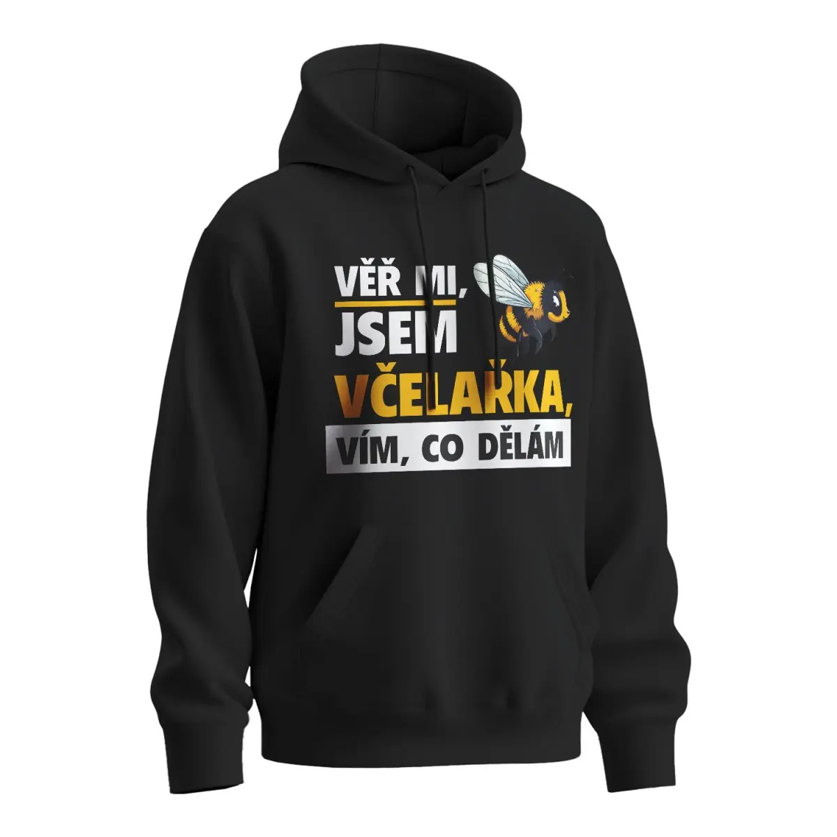 Mikina s potiskem Věř mi, jsem včelařka - černá S