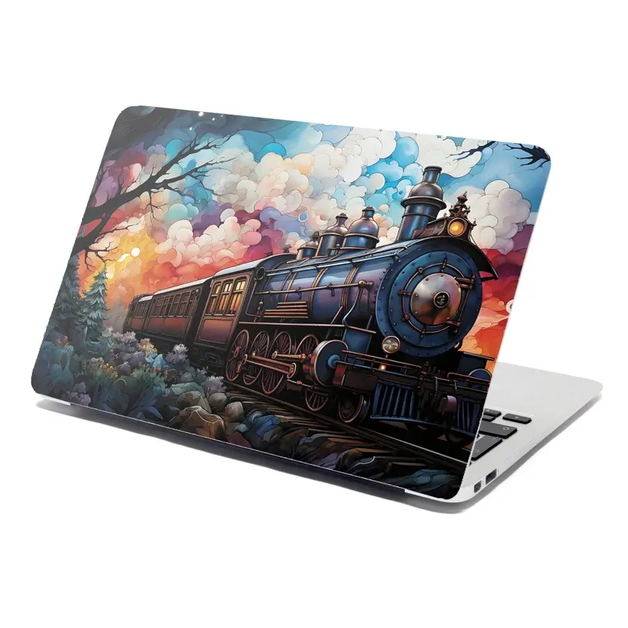 Samolepka na notebook Parní lokomotiva v kouzelné krajině - 38x26 cm