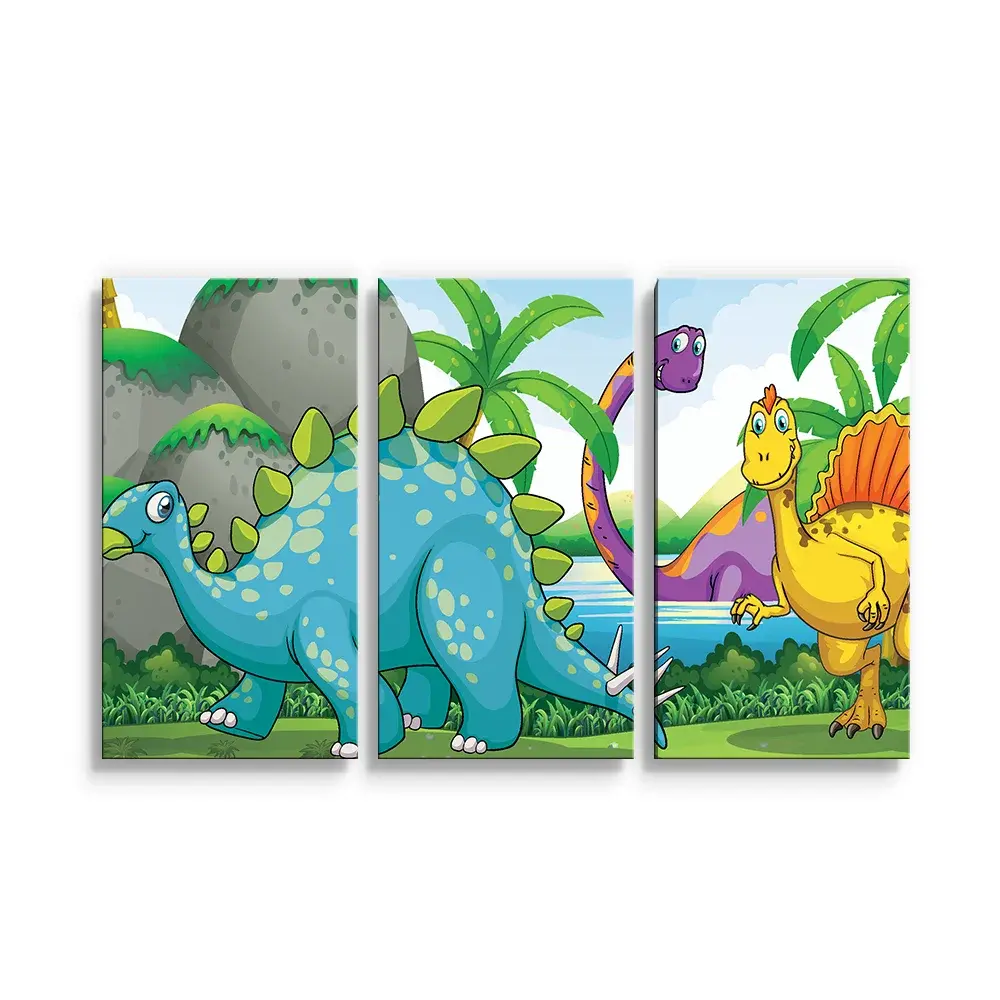 Obraz - 3-dílný Dinosauři 3 - 120x80 cm