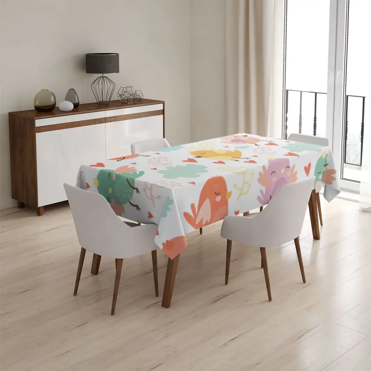 Ubrus Oblak s ptáčky - 130x130 cm