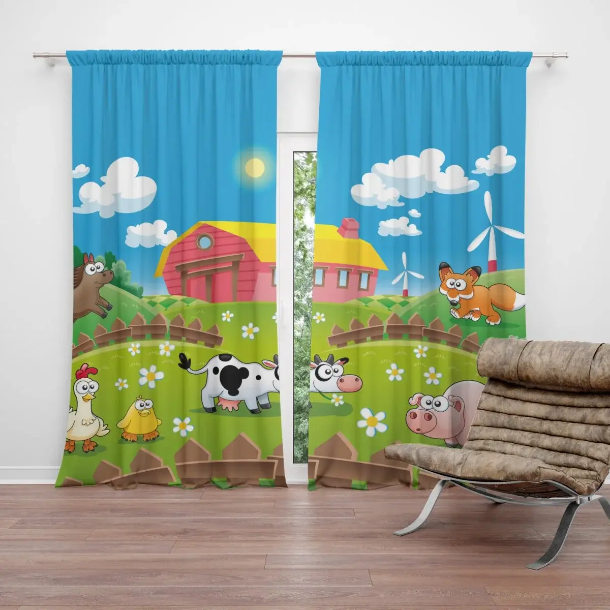 Závěs Farma: 2ks 140x250cm