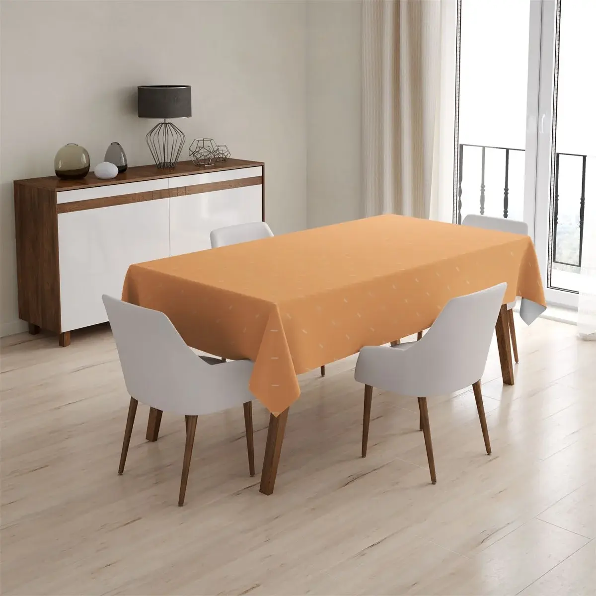 Ubrus Bílé čárky na oranžové - 130x170 cm
