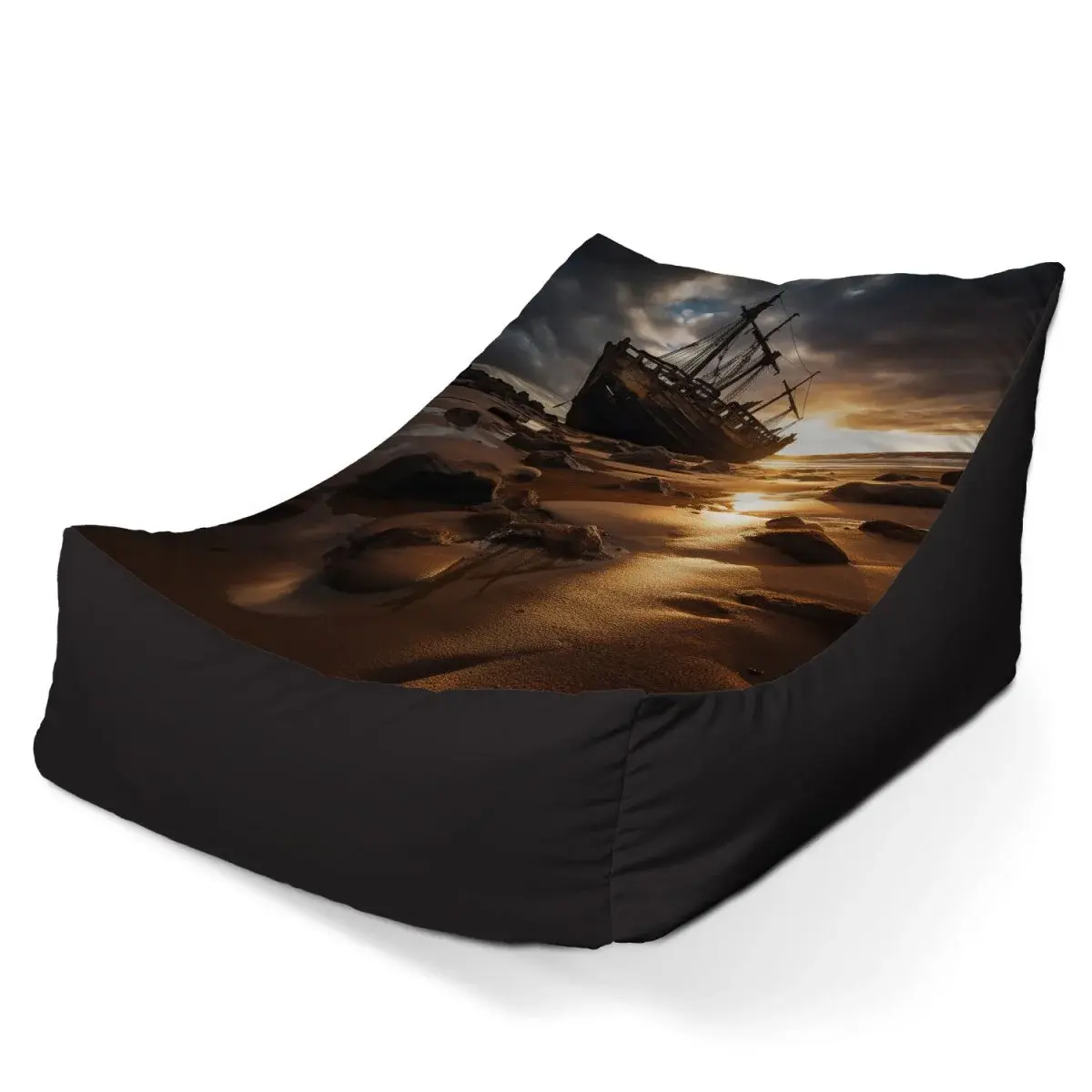 Sedací vak Lounge Vrak lodi při západu slunce - 120 x 100 x 80 cm