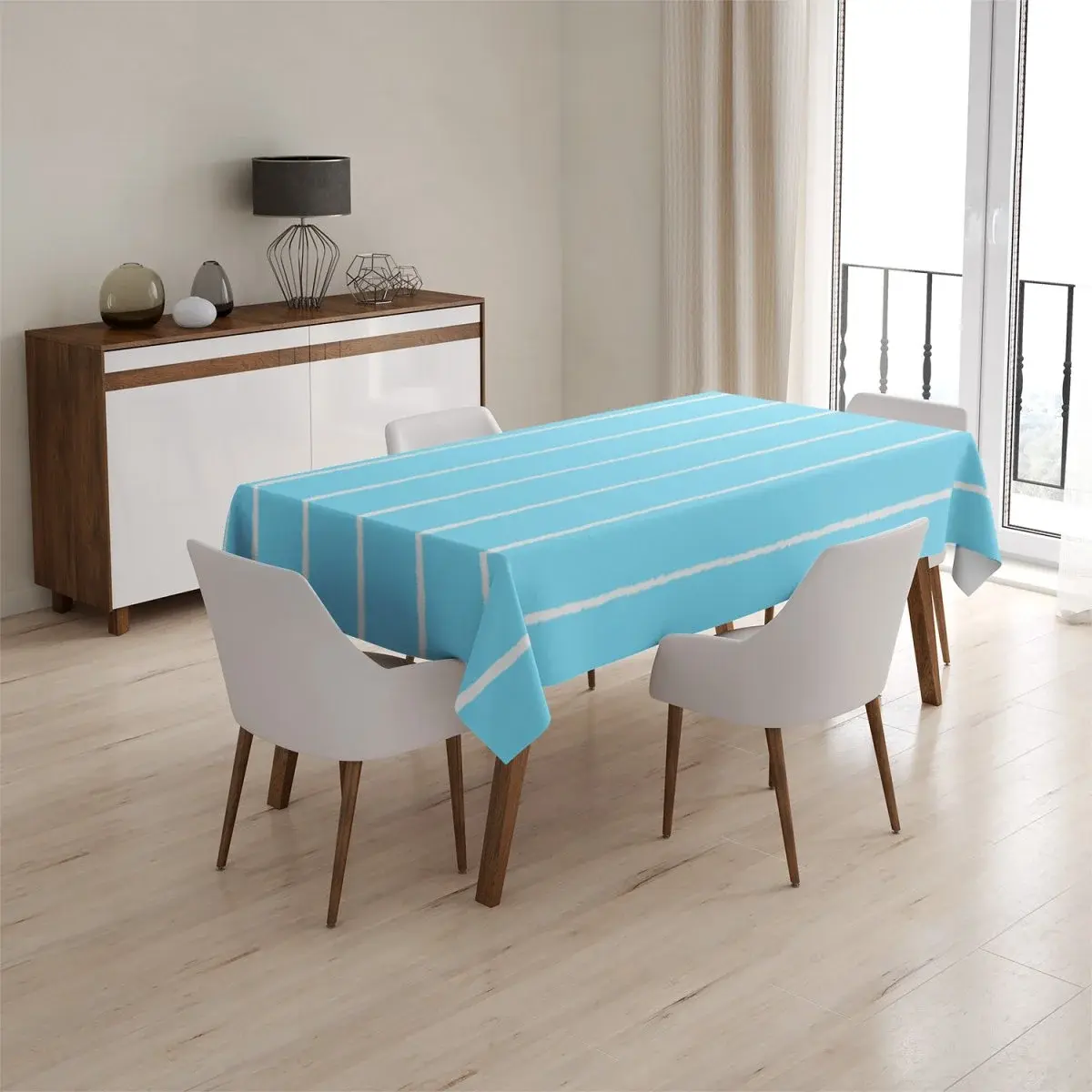 Ubrus Bílé linky na modré - 145x240 cm