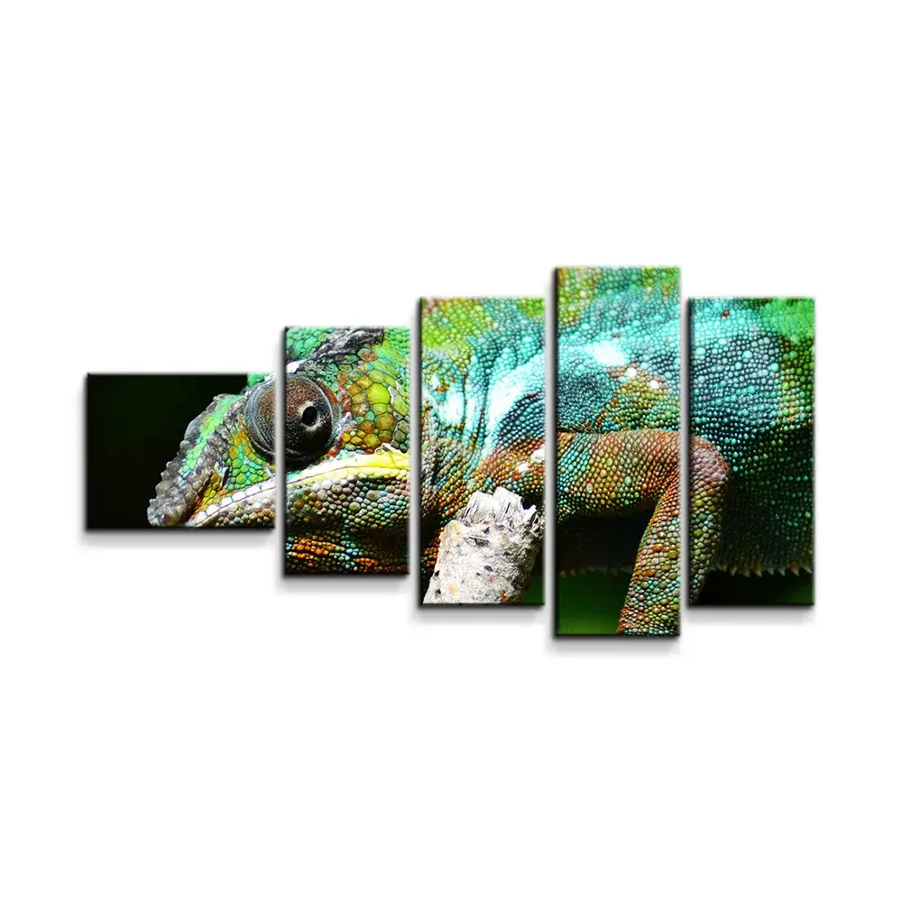 Obraz - 5-dílný Chameleon - 100x60 cm