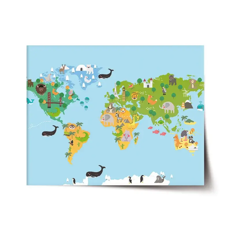 Plakát Zvířecí mapa světa - 60x40 cm