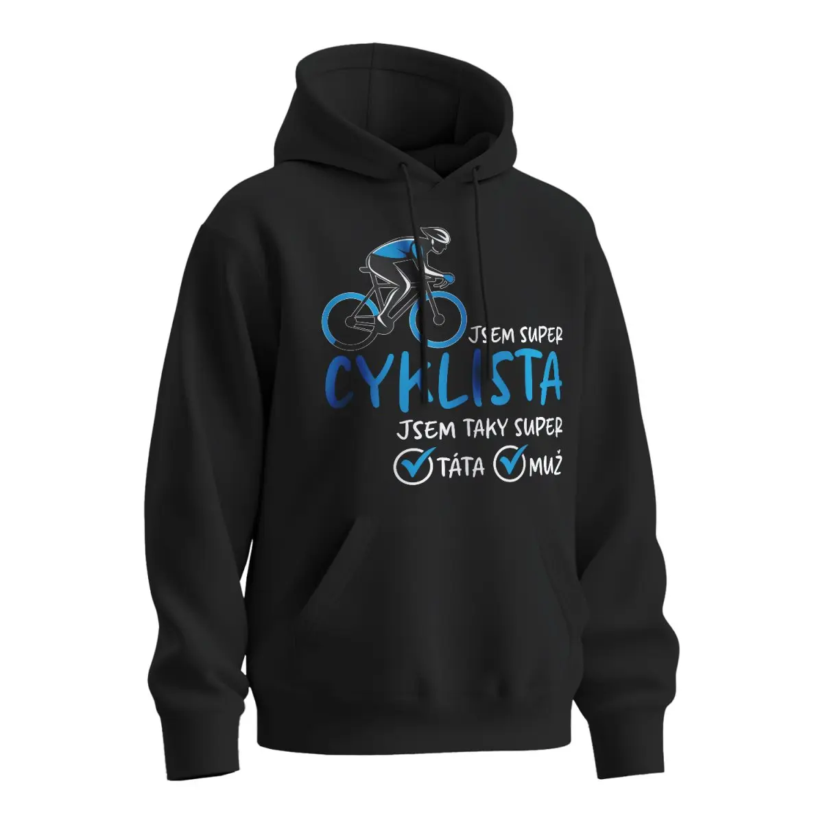 Mikina s potiskem Jsem super cyklista - černá XL