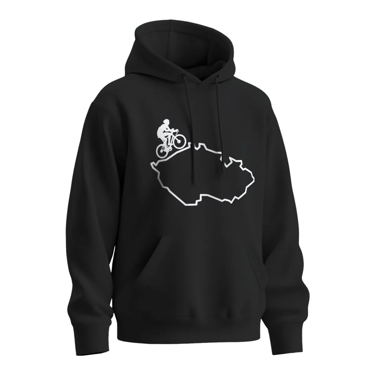 Mikina s potiskem Na kole přes Česko - černá XL
