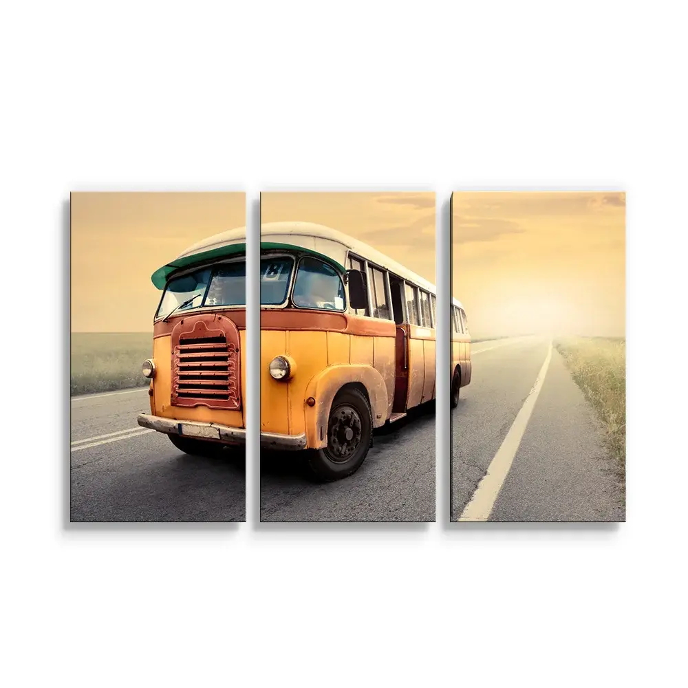 Obraz - 3-dílný Autobus veterán - 120x80 cm