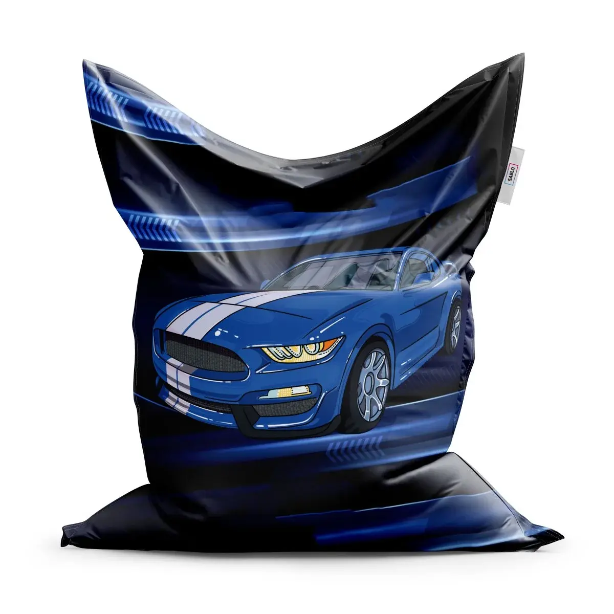 Sedací vak Mustang Modré pozadí s pruhy - 150x100 cm
