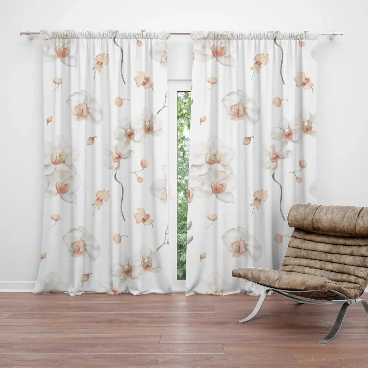 Závěs Bílá orchidej: 2ks 140x250cm